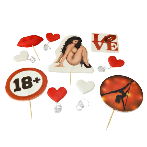 FIGURKA CUKROWA topper na tort URODZINY KOBIETA ozdoby na tort LOVE 18+